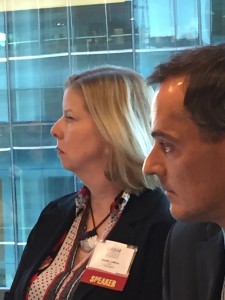 Jenn LeBlanc and Robert Forsyth, DLA Piper, speaking on a panel at DLA Piper, San Francisco