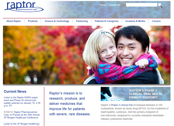 Raptor Pharma Website