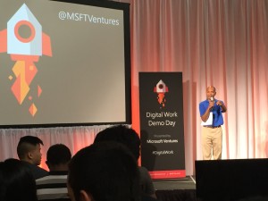 Mukund Mohan, director of Microsoft Ventures Seattle, kicking off Demo Day